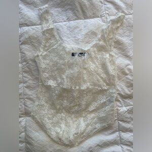 Brandy Melville John Galt White Lace Corset Shaping Tank Top
